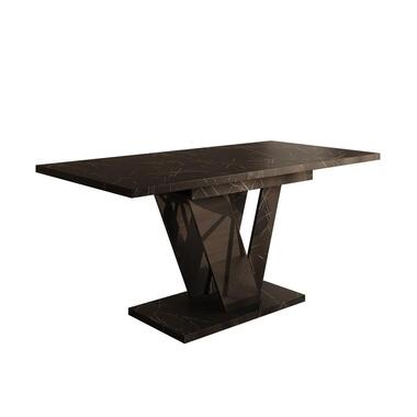 Meubella - Eetkamertafel Dayman - Zwart marmer - 160 cm - Uitschuifbaar product