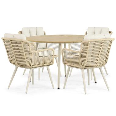 Tuinset 4 personen 125 cm Aluminium/wicker Taupe Coco Custa/Matale product