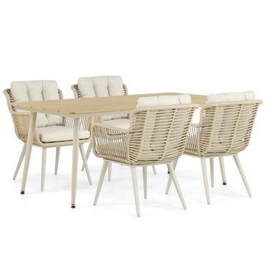 Tuinset 4 personen 180 cm Aluminium/wicker Taupe Coco Custa/Matale product