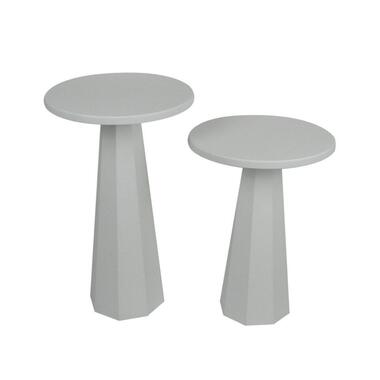 CALICOSY - Set 2 ronde bijzettafels LILYUM - Wit - 57x35x35 cm product