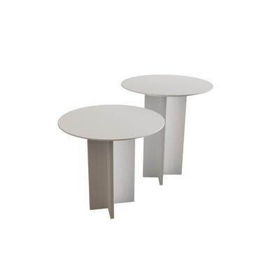 CALICOSY - Set 2 ronde bijzettafels LEO - Wit - 55x40x40 cm product