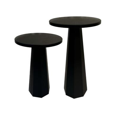 CALICOSY - Set 2 ronde bijzettafels LILYUM - Zwart - 57x35x35 cm product