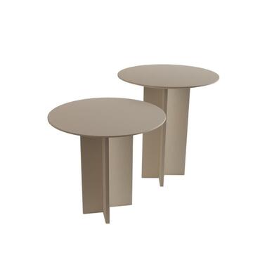 CALICOSY - Set 2 ronde bijzettafels LEO - Beige - 55x40x40 cm product