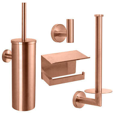VDN Stainless Toiletaccessoireset rosé goud 4-delig - Geborsteld RVS product