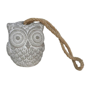 Gerimport Deurstop Uil - grijs - 13 x 13 x 15 cm - deurstopper product