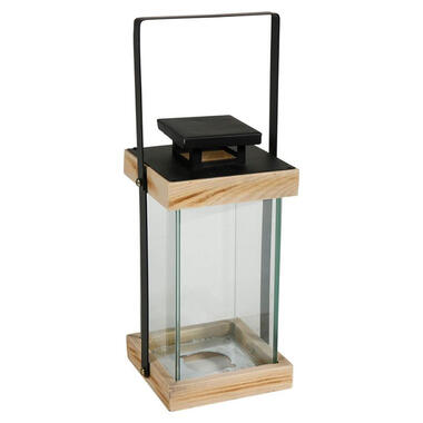 Ostaria Lantaarn - zwart - hout - metaal - verlichting - H24,5 cm product