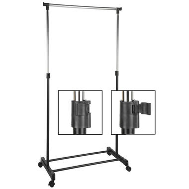 HI mobiel kledingrek - verstelbaar - op wielen - zwart - 160 cm product