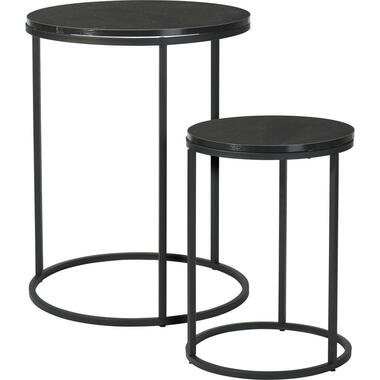H&S Bijzettafeltjes set 2x - zwart/zwart - D40xH50/D30xH40 cm product