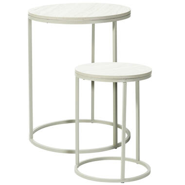 Home & Styling Bijzettafeltjes set 2x - wit - D40xH50/D30xH40 cm product