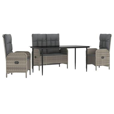 vidaXL - Tuinset - Grijs - Poly rattan - 160 cm tafellengte product