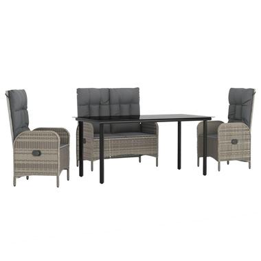 vidaXL - Tuinset - Grijs - Poly rattan - 160 cm tafellengte product