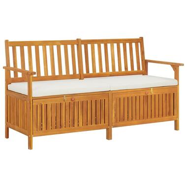 vidaXL - Opbergbankje met kussen - Massief acaciahout - 148x62x84 cm product