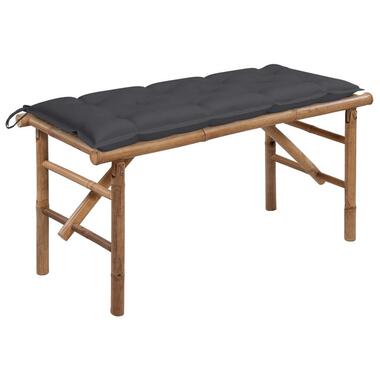 vidaXL - Tuinbank inklapbaar met antraciet kussen - bamboe - 118x38x45 cm product
