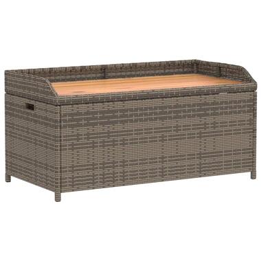 vidaXL - Opbergbankje grijs - Poly rattan en acaciahout - 100x50x52 cm product
