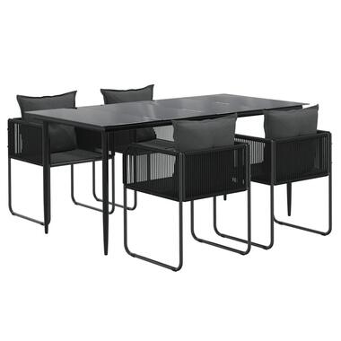 vidaXL - 4-zits Tuinset met kussens - Zwart PE rattan en staal - 160x80 cm product