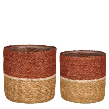 Mica Decorations Damian Plantenmand - Set van 2 - Ø20 cm - Zeegras product