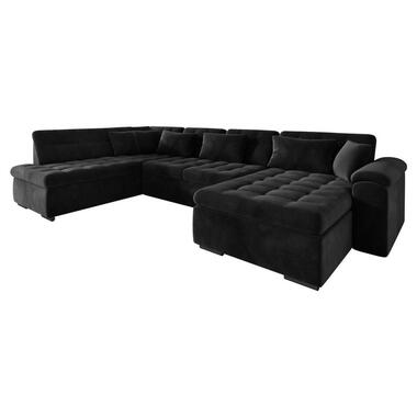 Meubella - Hoekbank Nicoreta - Zwart - Velvet - Rechts product