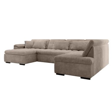 Meubella - Hoekbank Nicoreta - Bruin ribstof - Links product