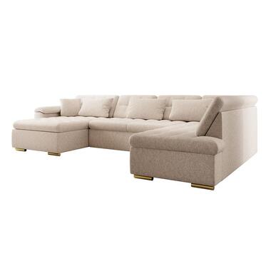 Meubella - Hoekbank Nicoreta - Beige - Teddy Boucle - Links product