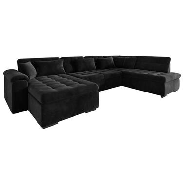 Meubella - Hoekbank Nicoreta - Zwart - Velvet - Links product