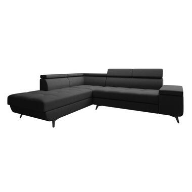 Meubella - Hoekbank Destiny - Zwart - Stof - Links product