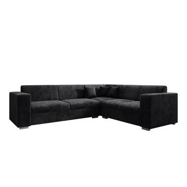 Meubella - Hoekbank Santana - Zwart - Velvet - Rechts product