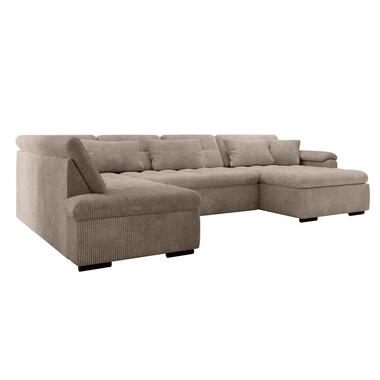 Meubella - Hoekbank Nicoreta - Bruin ribstof - Rechts product