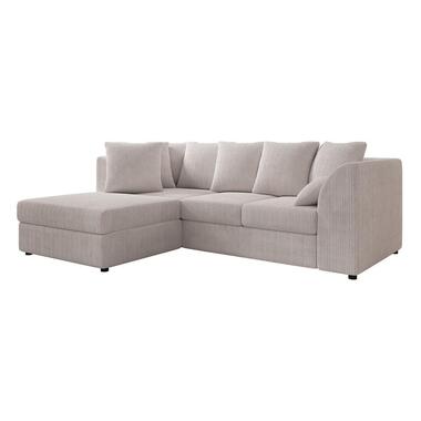 Meubella - Hoekbank Alfort - Beige - Ribstof - Links product