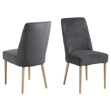 Eetkamerstoel - Antraciet - Stof - Zithoogte 49cm - Norvik - Set van 2 product