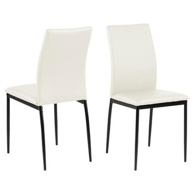 Eetkamerstoel - Wit - Pu Leer - Zithoogte 48,5cm - Grondal - Set van 4 product