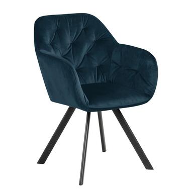 Eetkamerstoel - Blauw - Stof - Zithoogte 47,5cm - Lida product