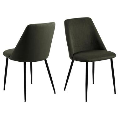 Eetkamerstoel - Groen - Stof - Zithoogte 48,5cm - Ingel - Set van 4 product