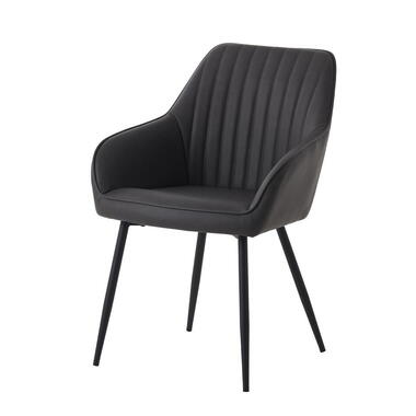Eetkamerstoel Donkergrijs PU Leer - Nolan Stripe - Set van 2 product