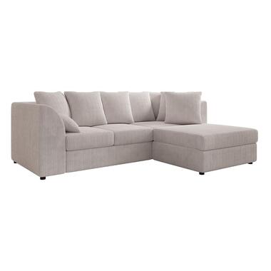 Meubella - Hoekbank Alfort - Beige - Ribstof - Rechts product