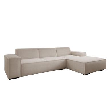 Meubella - Hoekbank Cardiff - Beige - Ribstof - Rechts product