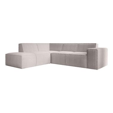Meubella - Hoekbank Monet - Beige - Fluffy ribstof - Links product