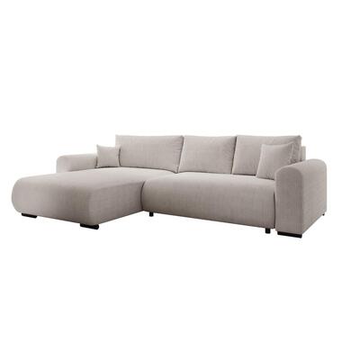 Meubella - Hoekbank Mindin - Beige ribstof - Universeel product