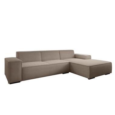 Meubella - Hoekbank Cardiff - Bruin - Ribstof - Rechts product