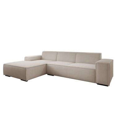 Meubella - Hoekbank Cardiff - Beige - Ribstof - Links product