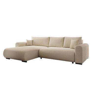 Meubella - Hoekbank Mindin - Beige teddystof - Universeel product