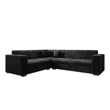 Meubella - Hoekbank Santana - Zwart - Velvet - Links product