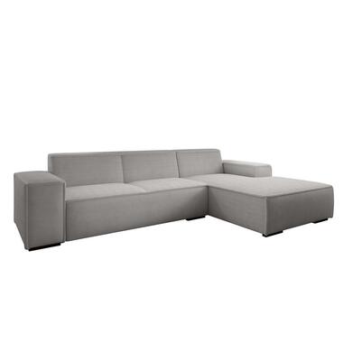Meubella - Hoekbank Cardiff - Grijs - Ribstof - Rechts product