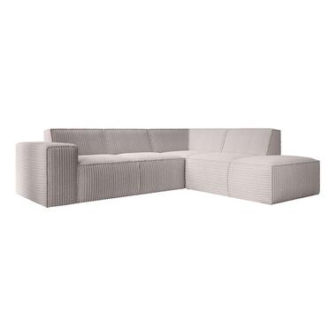 Meubella - Hoekbank Monet - Beige - Fluffy ribstof - Rechts product