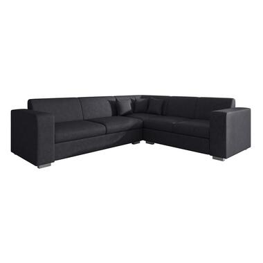 Meubella - Hoekbank Santana - Zwart - Leer - Rechts product