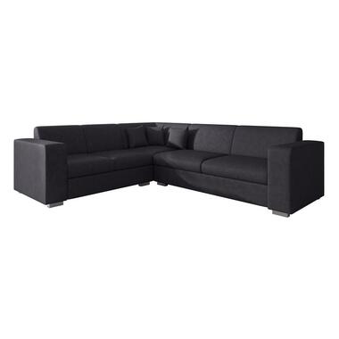 Meubella - Hoekbank Santana - Zwart - Leer - Links product