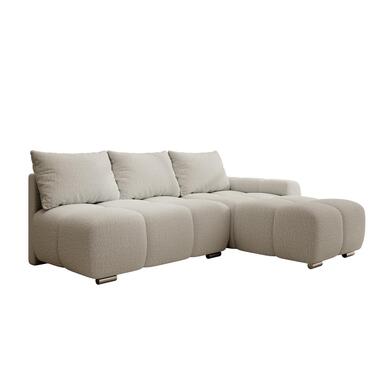 Meubella - Broome - Hoekbank 3-zits - Grijs teddystof - Rechts product