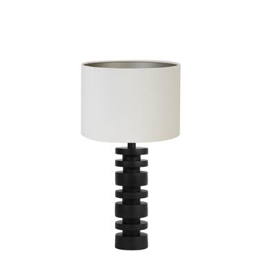Tafellamp Desley/Velours - Zwart/Wit - Ø25x54cm product