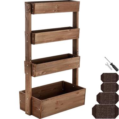 tectake Plantenbak Flora, gelakt hout, met plantenfolie, Bruin product