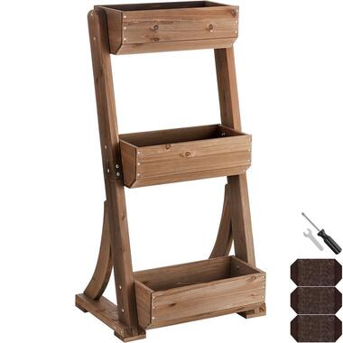 tectake Plantenbak Flora, gelakt hout, met plantenfolie, Bruin product