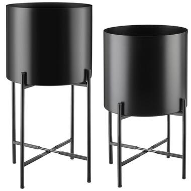 tectake Plantenstandaard Mine, 2-delige set, gepoedercoat staal, Zwart product